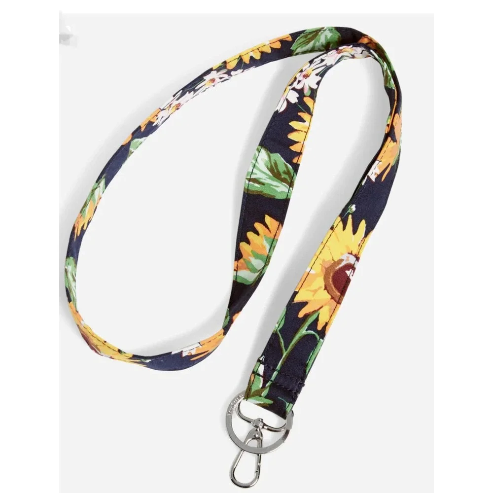 Vera Bradley Wide Lanyard NWT SUNFLOWERS ID Badge Holder Keychain Retired